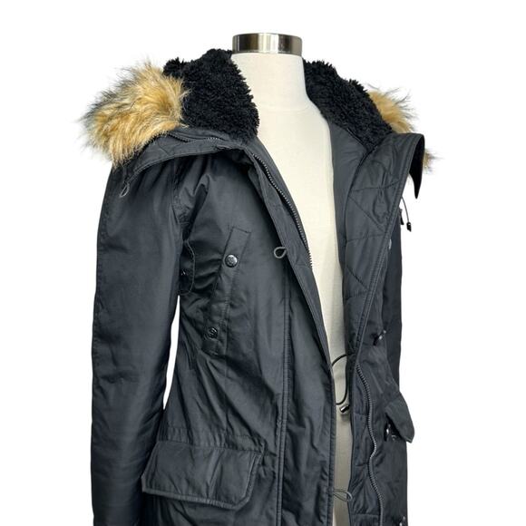 S13 SAM. NY Down Eskimo Coat Black Size XS Faux Fur Hood Jacket Warm - Picture 11 of 12